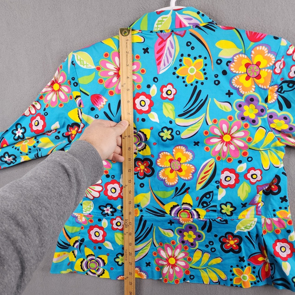 Bamboo Traders Womens Bright Floral Blazer Jacket Colorful Button Front Medium - Picture 12 of 14
